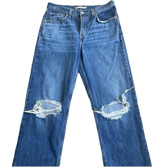 Levi’s Low Pro Straight Jeans Womens Baggy Distressed Mid Rise Y2K 90s Size 28 - Picture 8 of 8